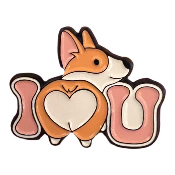 🧷🐕 Corgi Dog Butt - Enamel Pin - I <3 U - Picture 1 of 4